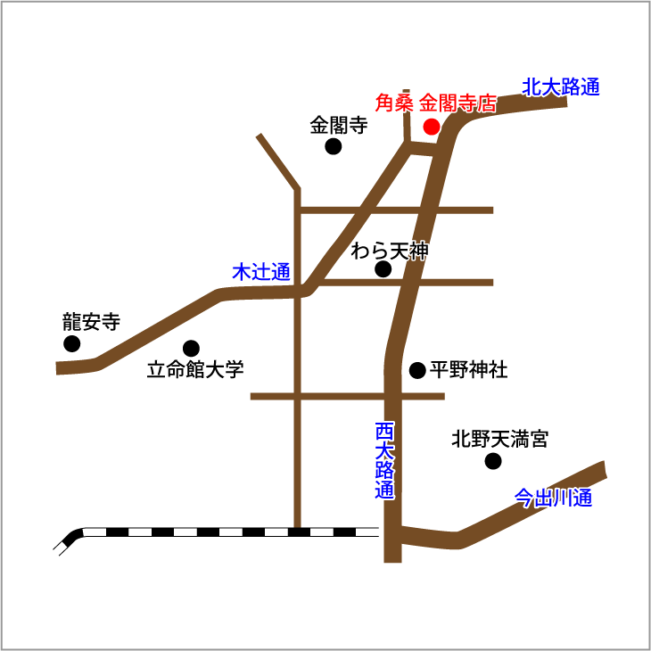 角桑 京都の金閣寺店の地図